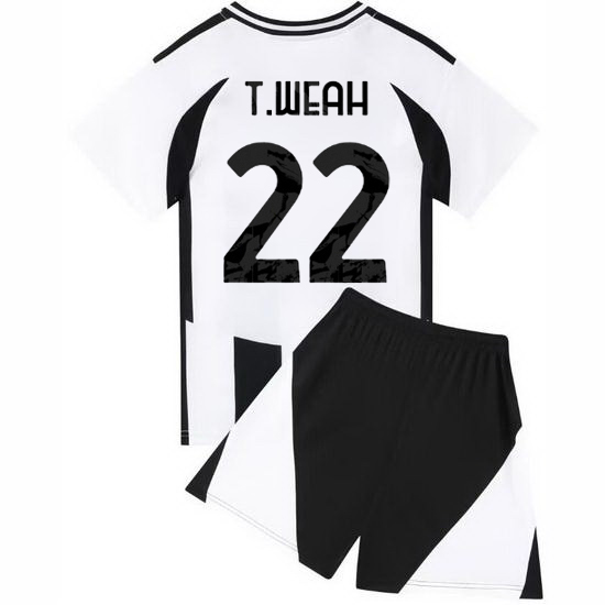 24/25 Timothy Weah #22 White/Black Home Youth Soccer Jersey