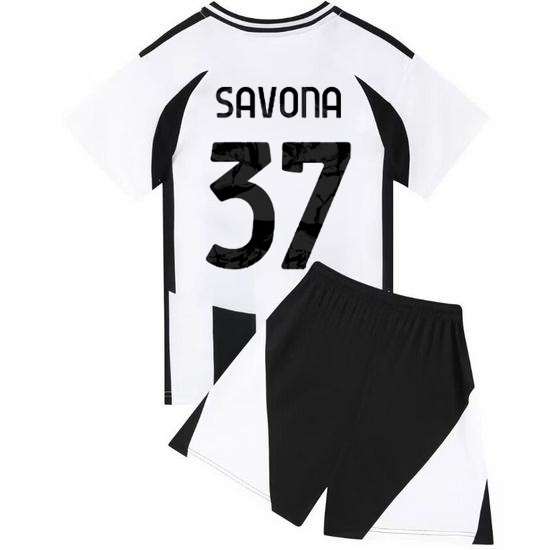 24/25 Nicolo Savona #37 White/Black Home Youth Soccer Jersey