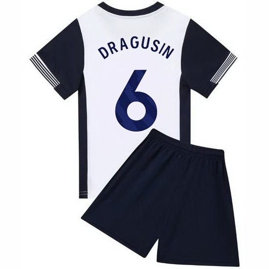 24/25 Radu Dragusin #6 White/Blue Home Youth Soccer Jersey