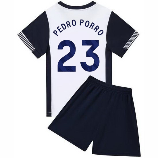 24/25 Pedro Porro #23 White/Blue Home Youth Soccer Jersey