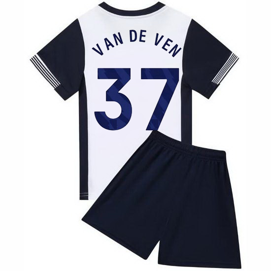 24/25 Micky van de Ven #37 White/Blue Home Youth Soccer Jersey