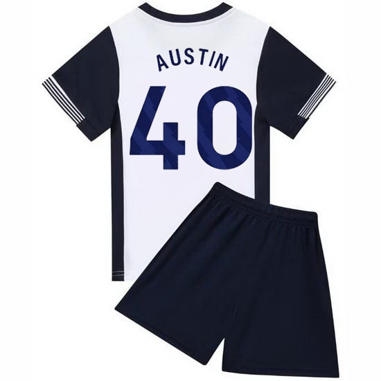 24/25 Brandon Austin #40 White/Blue Home Youth Soccer Jersey