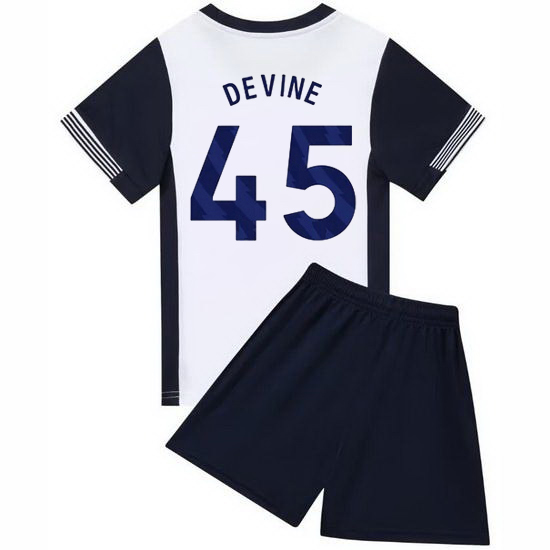 24/25 Alfie Devine #45 White/Blue Home Youth Soccer Jersey