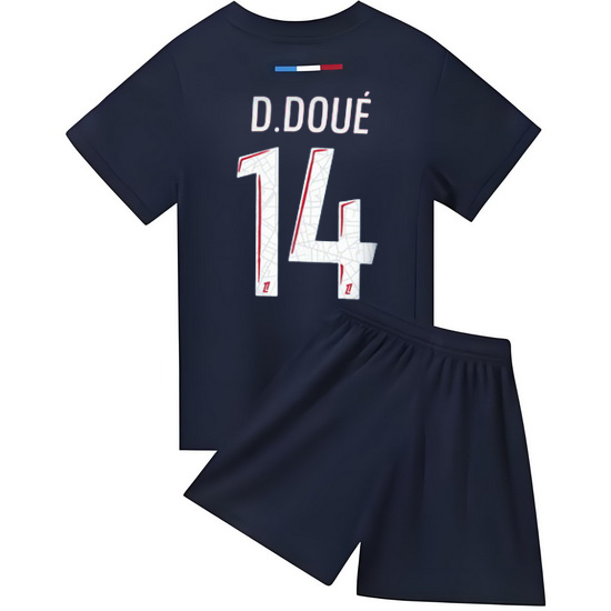 24/25 Desire Doue #14 Red/Blue Home Youth Soccer Jersey