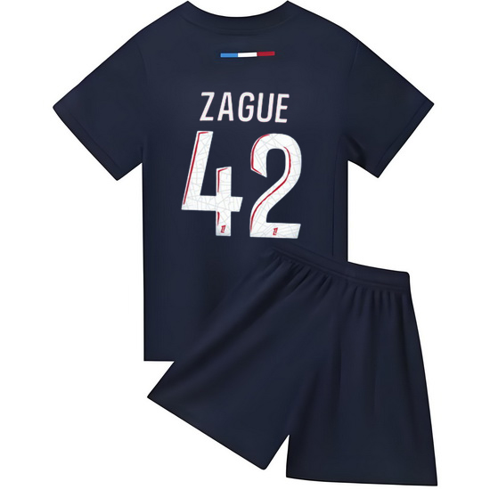 24/25 Yoram Zague #42 Red/Blue Home Youth Soccer Jersey