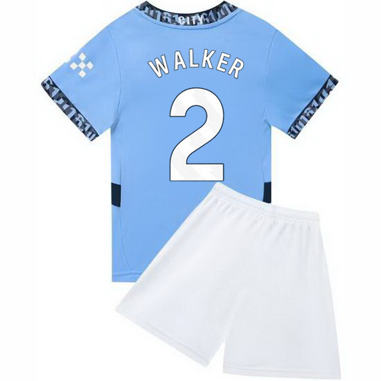 24/25 Kyle Walker #2 Light Blue Home Youth Soccer Jersey