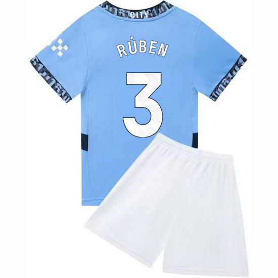 24/25 Ruben Dias #3 Light Blue Home Youth Soccer Jersey