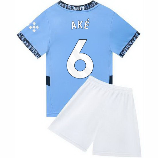 24/25 Nathan Ake #6 Light Blue Home Youth Soccer Jersey