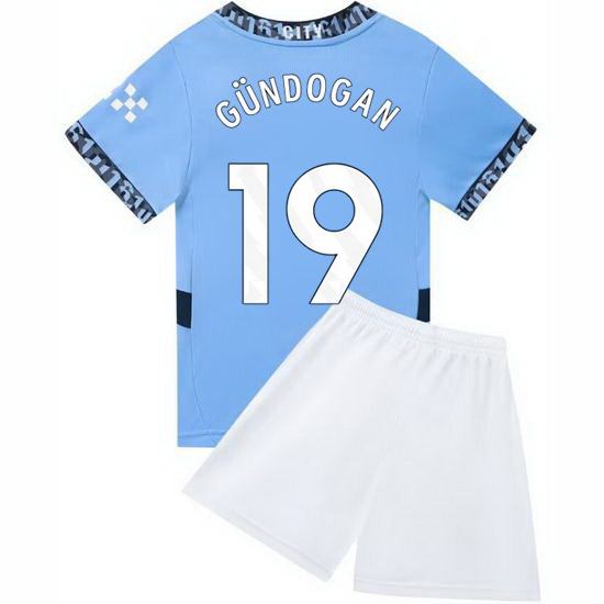 24/25 Ilkay Gundogan #19 Light Blue Home Youth Soccer Jersey