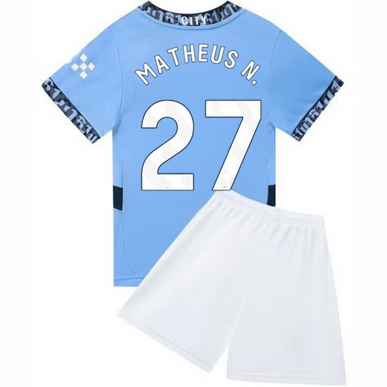 24/25 Matheus Nunes #27 Light Blue Home Youth Soccer Jersey