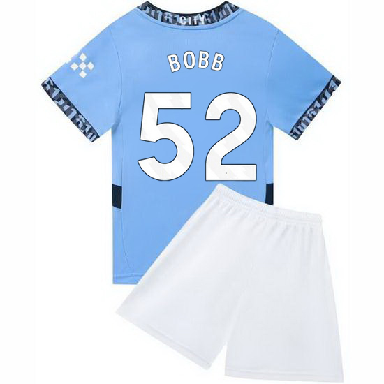 24/25 Oscar Bobb #52 Light Blue Home Youth Soccer Jersey