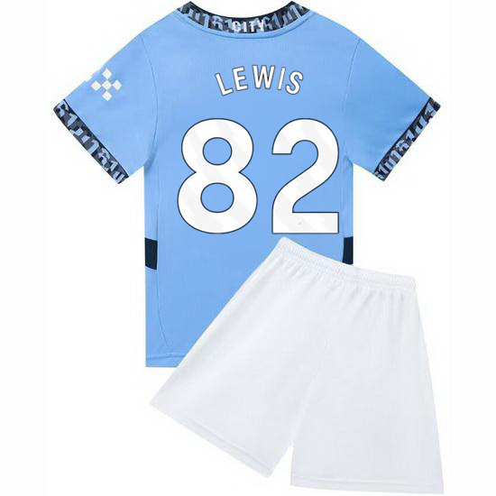 24/25 Rico Lewis #82 Light Blue Home Youth Soccer Jersey