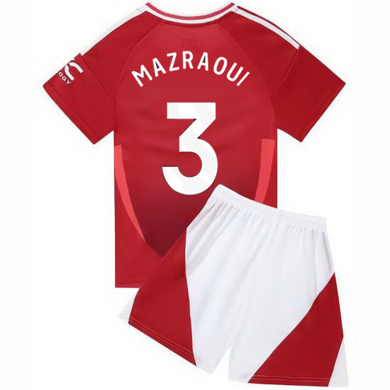 24/25 Noussair Mazraoui #3 Red Home Youth Soccer Jersey