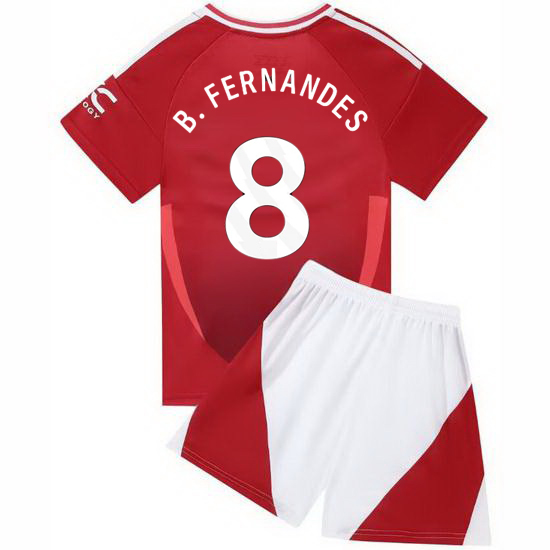 24/25 Bruno Fernandes #8 Red Home Youth Soccer Jersey