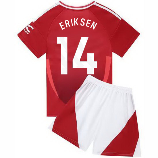24/25 Christian Eriksen #14 Red Home Youth Soccer Jersey
