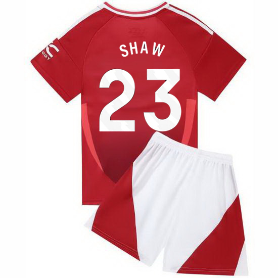 24/25 Luke Shaw #23 Red Home Youth Soccer Jersey
