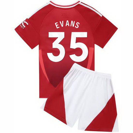 24/25 Jonny Evans #35 Red Home Youth Soccer Jersey