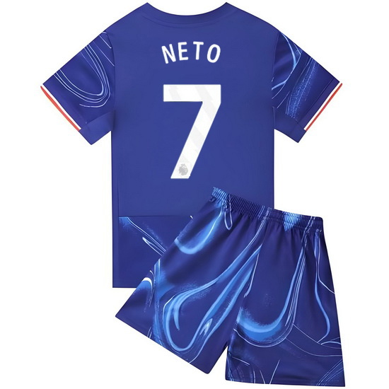 24/25 Pedro Neto #7 Blue Home Youth Soccer Jersey