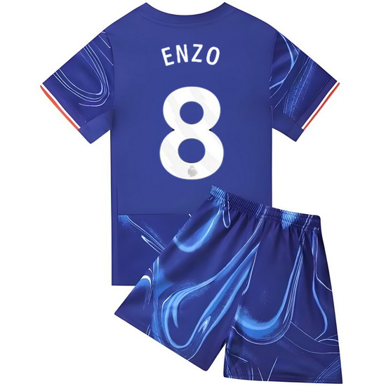 24/25 Enzo Fernandez #8 Blue Home Youth Soccer Jersey
