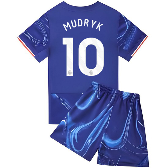 24/25 Mykhailo Mudryk #10 Blue Home Youth Soccer Jersey