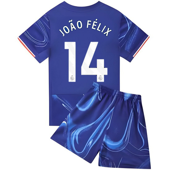 24/25 Joao Felix #14 Blue Home Youth Soccer Jersey