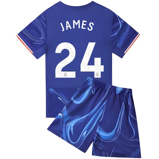 24/25 Reece James #24 Blue Home Youth Soccer Jersey