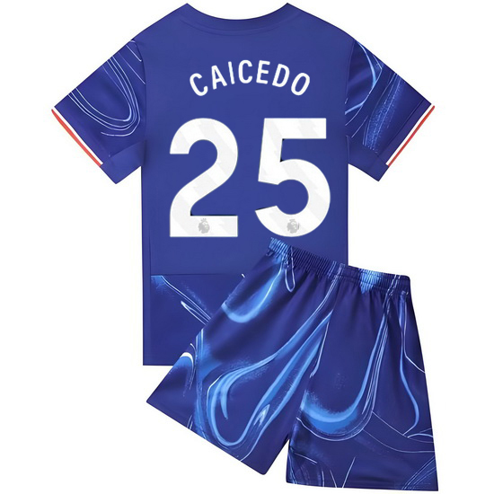 24/25 Moises Caicedo #25 Blue Home Youth Soccer Jersey