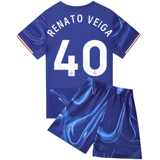24/25 Renato Veiga #40 Blue Home Youth Soccer Jersey
