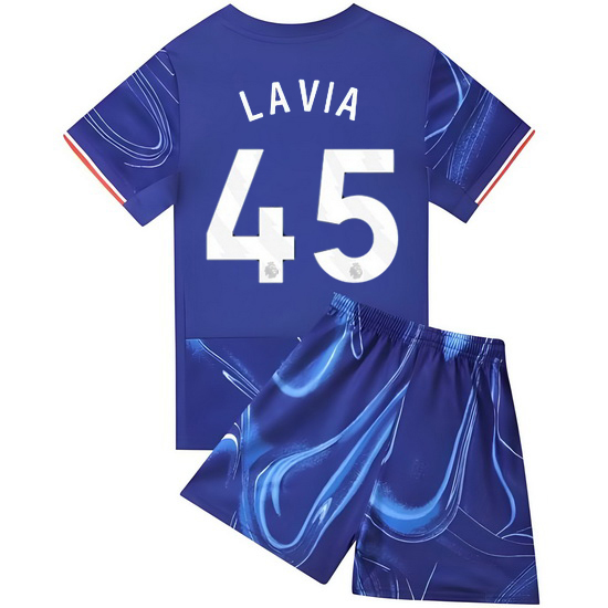 24/25 Romeo Lavia #45 Blue Home Youth Soccer Jersey