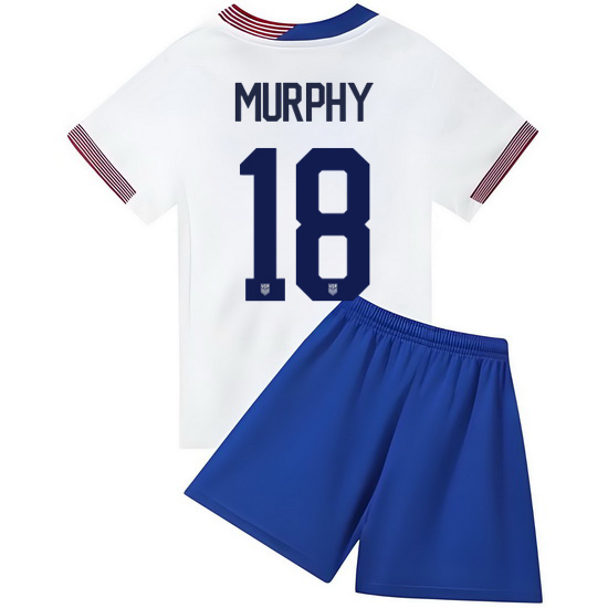 2024 Casey Murphy USA #18 White Home Youth Soccer Jersey