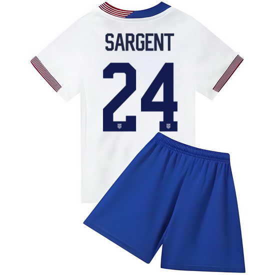 2024 Josh Sargent USA #24 White Home Youth Soccer Jersey