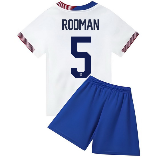2024 Trinity Rodman USA #5 White Home Youth Soccer Jersey