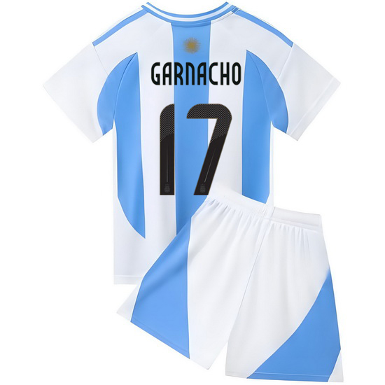 2024 Alejandro Garnacho Argentina #17 White/Blue Home Youth Soccer Jersey
