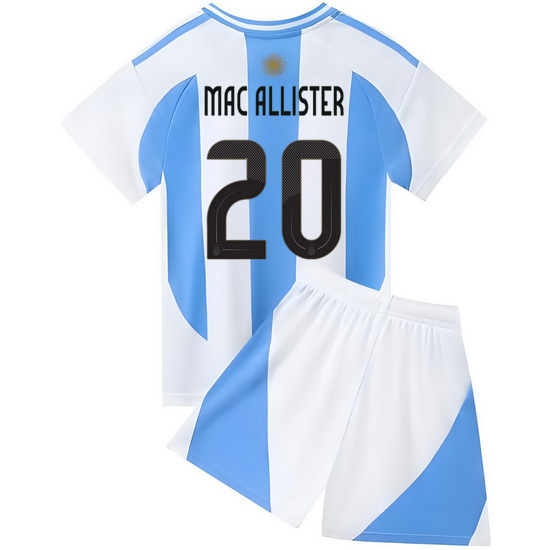 2024 Alexis Mac Allister Argentina #20 White/Blue Home Youth Soccer Jersey