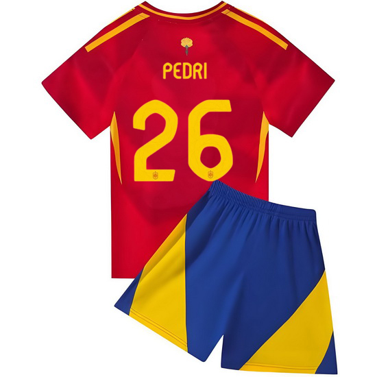 2024 Pedri Spain #26 Red Home Youth Soccer Jersey