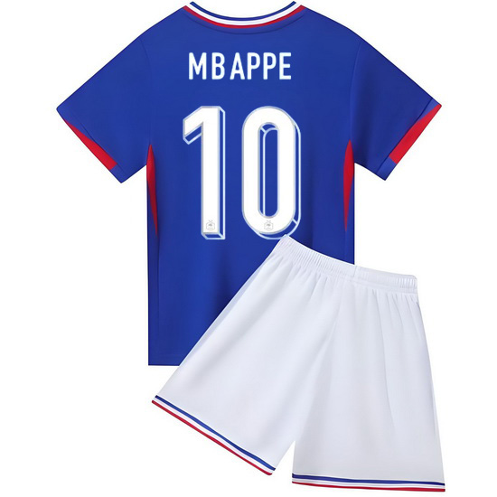 2024 Kylian Mbappe France #10 Blue Home Youth Soccer Jersey