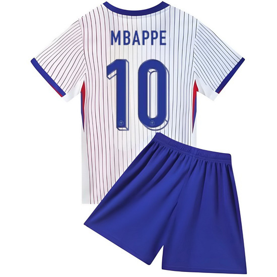 2024 Kylian Mbappe France #10 White Away Youth Soccer Jersey