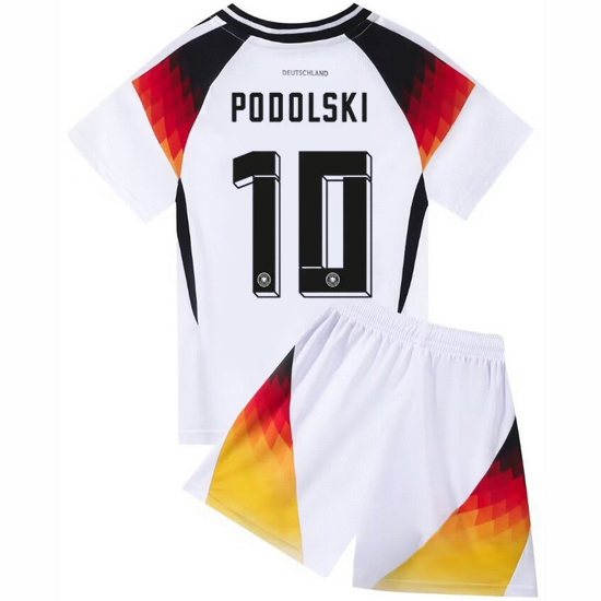 2024 Lukas Podolski Germany #10 White Home Youth Soccer Jersey