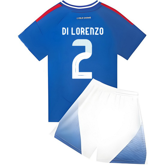 2024 Giovanni Di Lorenzo Italy #2 Blue Home Youth Soccer Jersey