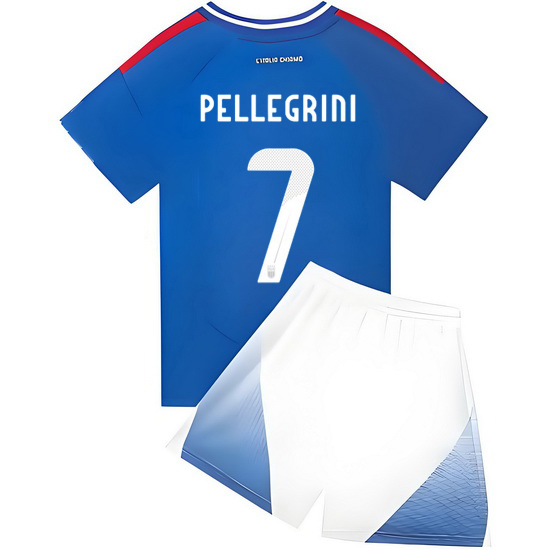 2024 Lorenzo Pellegrini Italy #7 Blue Home Youth Soccer Jersey