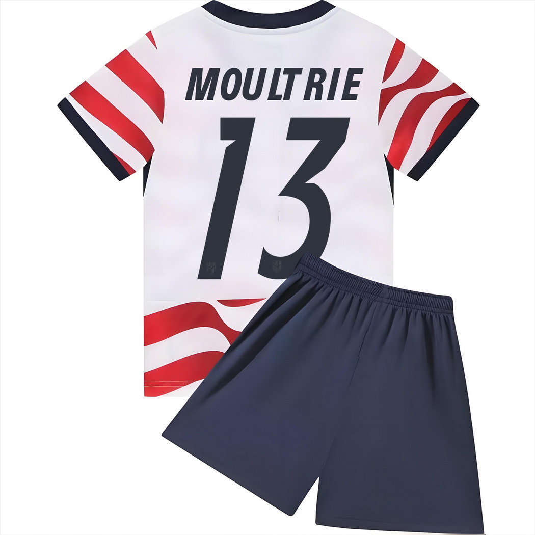 2026 Olivia Moultrie USA #13 Home Youth Soccer Jersey