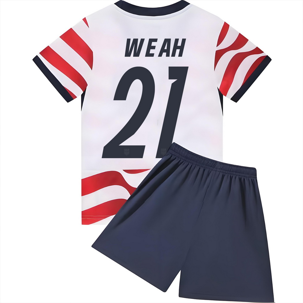 2026 Timothy Weah USA #21 Home Youth Soccer Jersey