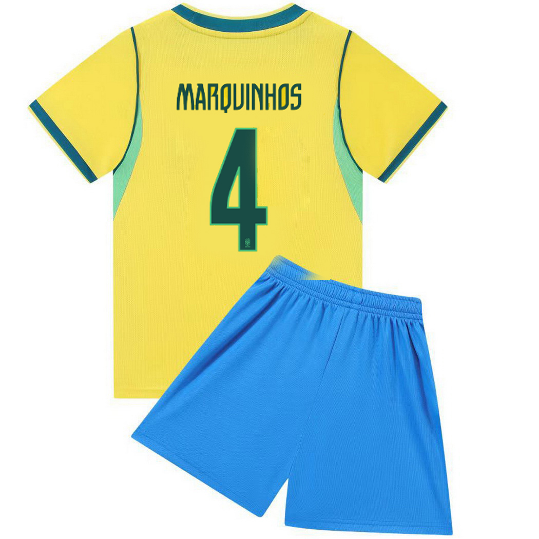 2026 Marquinhos Brazil #4 Home Youth Soccer Jersey