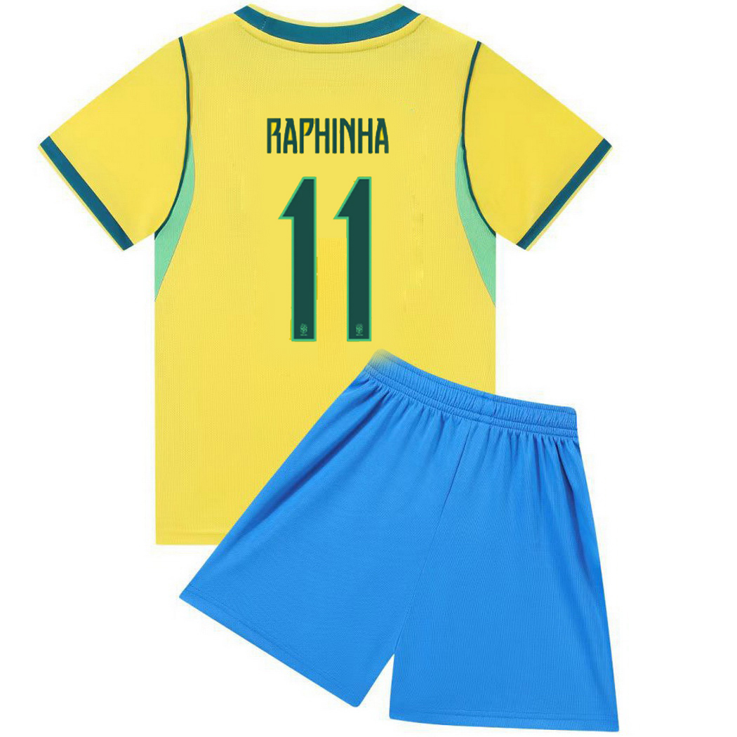 2026 Raphinha Brazil #11 Home Youth Soccer Jersey