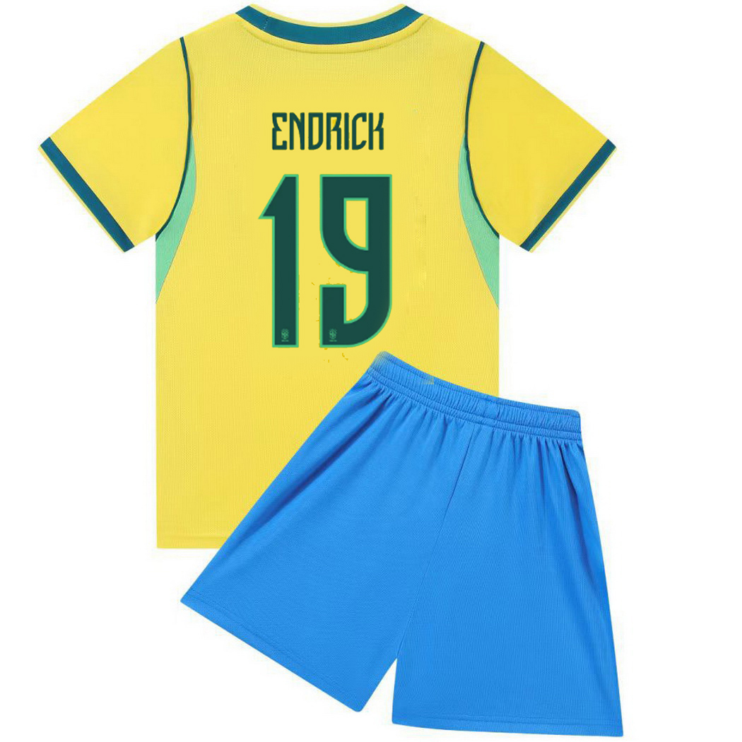 2026 Endrick Brazil #19 Home Youth Soccer Jersey