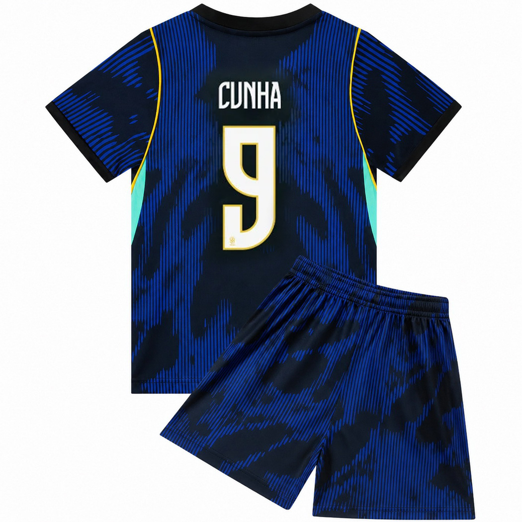 26/27 Matheus Cunha Brazil #9 Away Youth Soccer Jersey