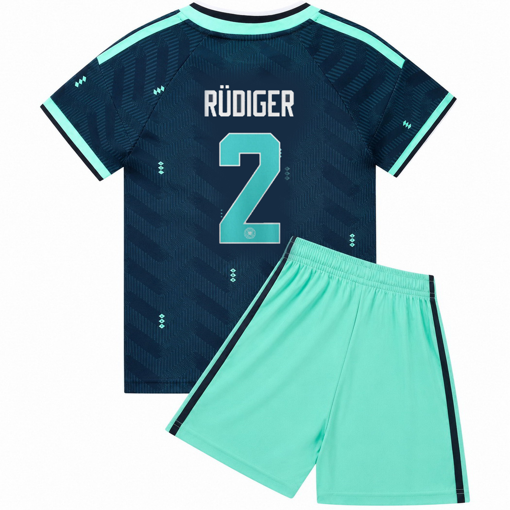 26/27 Antonio Rudiger Germany #2 Away Youth Soccer Jersey