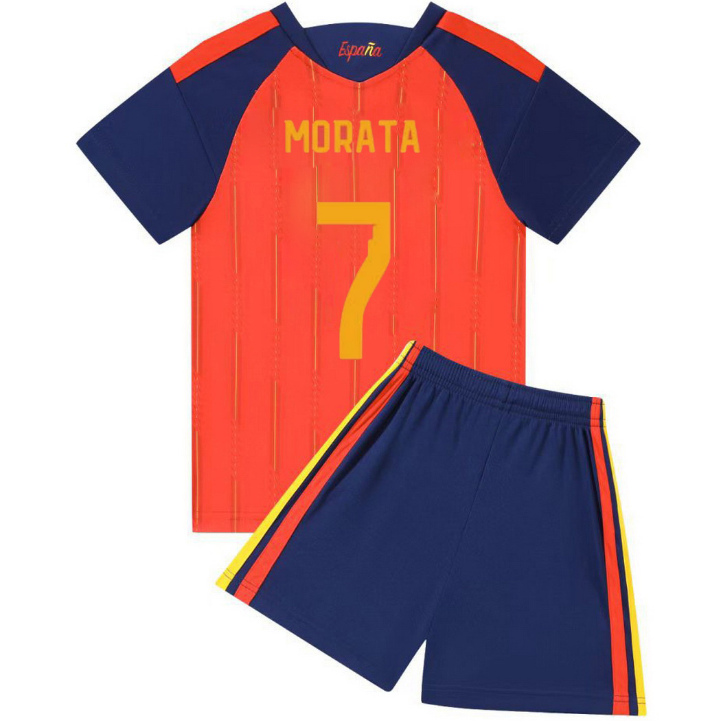 2026 Alvaro Morata Spain #7 Home Youth Soccer Jersey