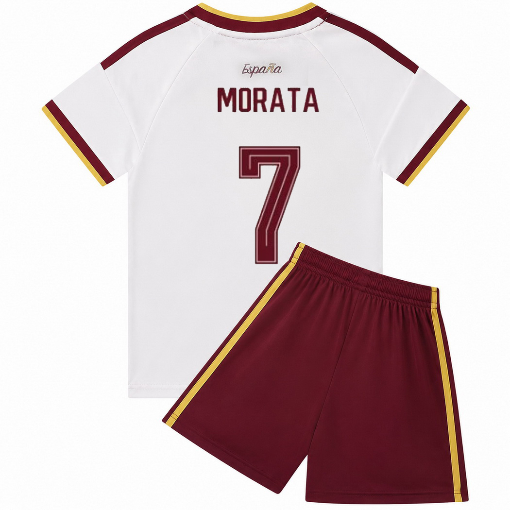26/27 Alvaro Morata Spain #7 Away Youth Soccer Jersey
