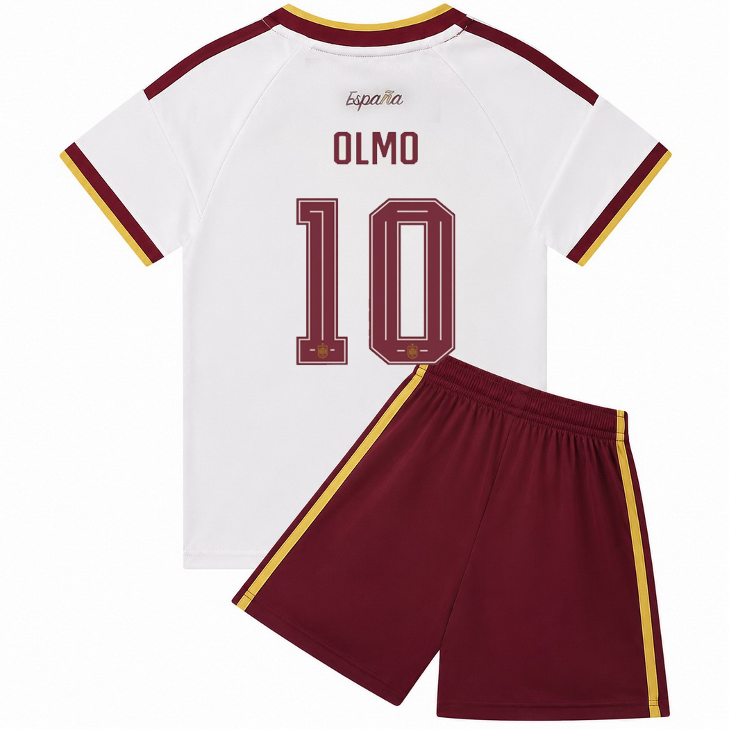 26/27 Dani Olmo Spain #10 Away Youth Soccer Jersey